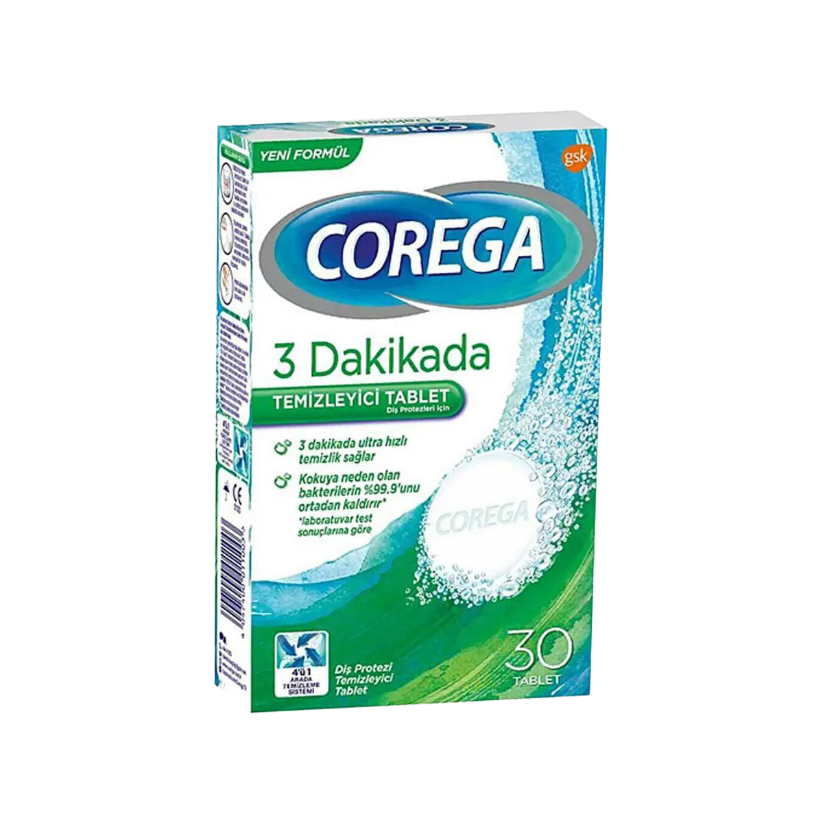 Corega Temizleyici 3 Dakika Tablet 30 Adet