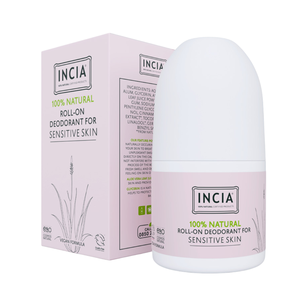 Incia  Natural Sensitive Skin Roll-On 50 Ml