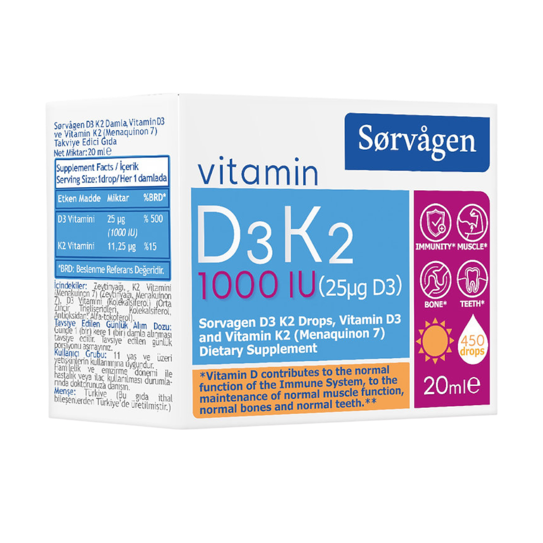 Sorvagen D3K2 1000Iu 20 Ml